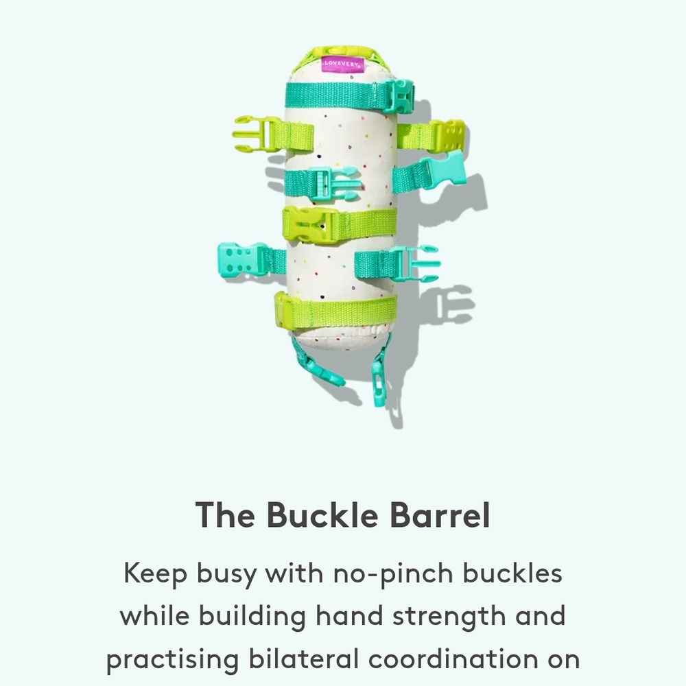 Lovevery Kids Buckle Barrel - Green and Blue